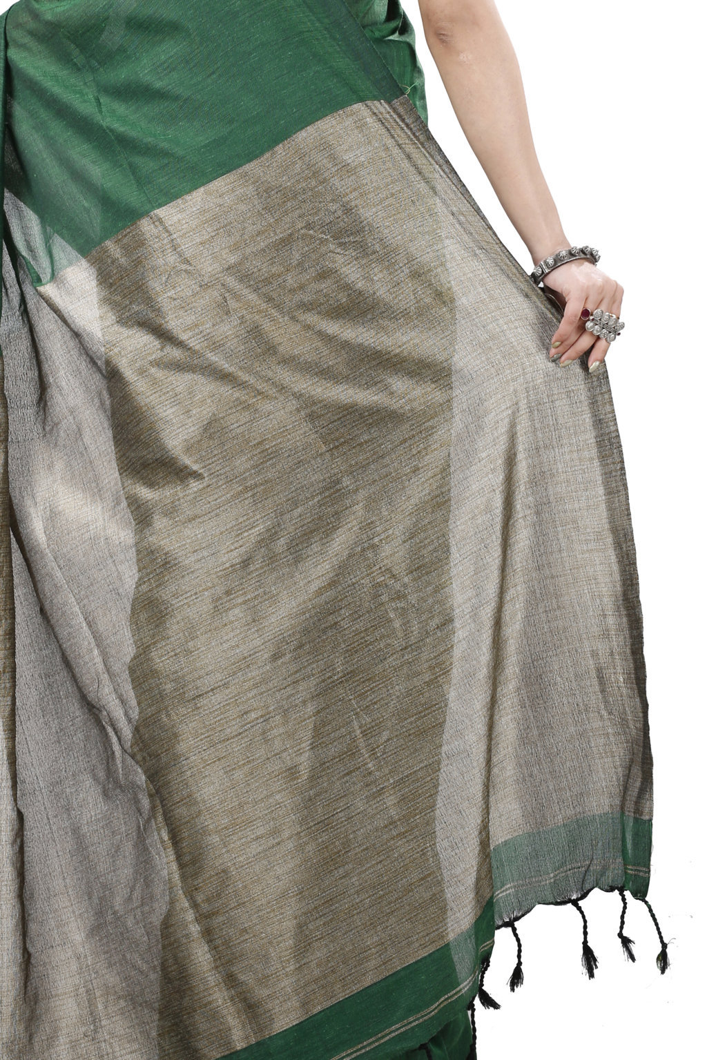 Green Pure Cotton Kesh Than Hand Loom Saree (5232)